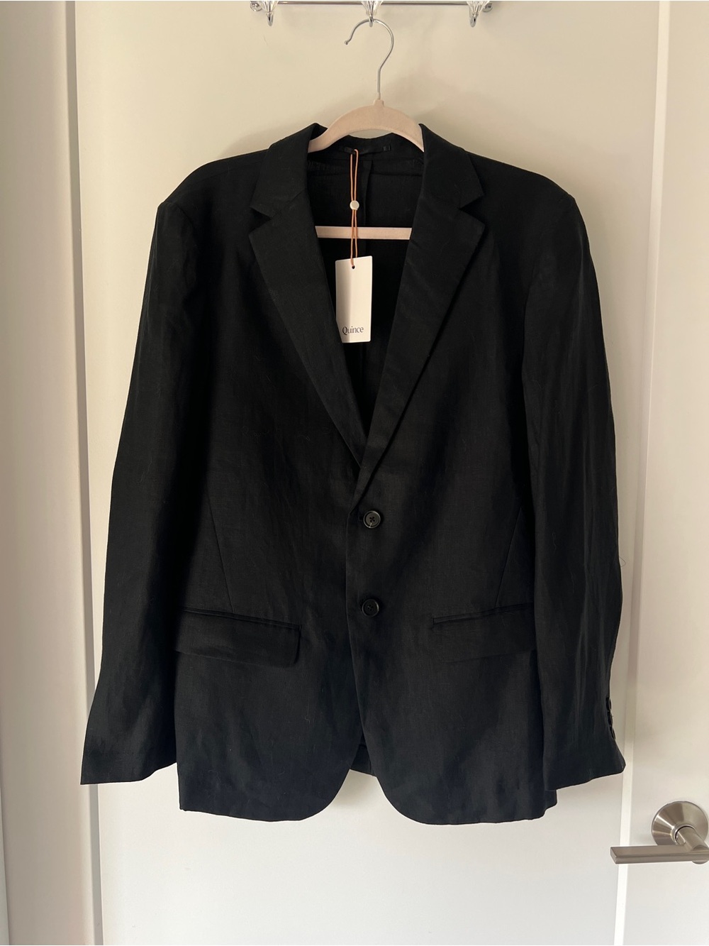 Quince Black Two-Button Notch Lapel Blazer